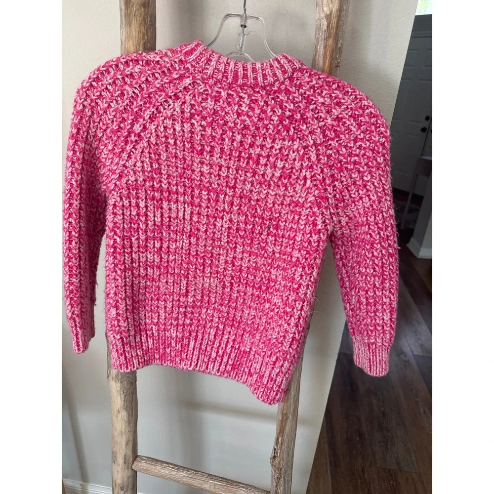 Zara Pink & White Marbled Twisted Yarn Chunky Knit Sweater size 8